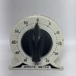 Vintage Lux Mechanical Minute Meter Metal Industrial Timer Black White Works. Fixed Price $32.99.